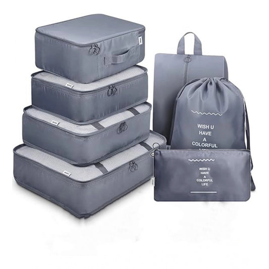 Generic Polyester 7 Pcs Travel Organizer Pouch Packing Cubes for Clothes Space Savers Bags (Multicolor)
