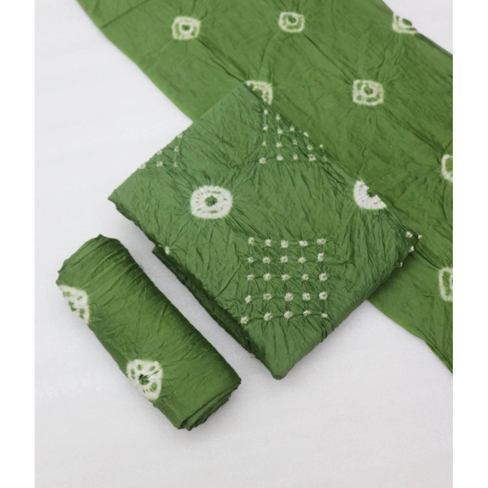 Generic Women's Chanderi Cotton Printed Unstitched Salwar Suit Material With Dupatta 2.3Mtrs (Green)