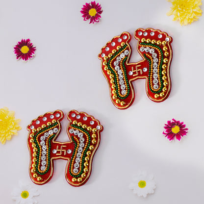 Decorative Laxmi Charan Paduka Sticker Set (Pack Of 2 Pc)