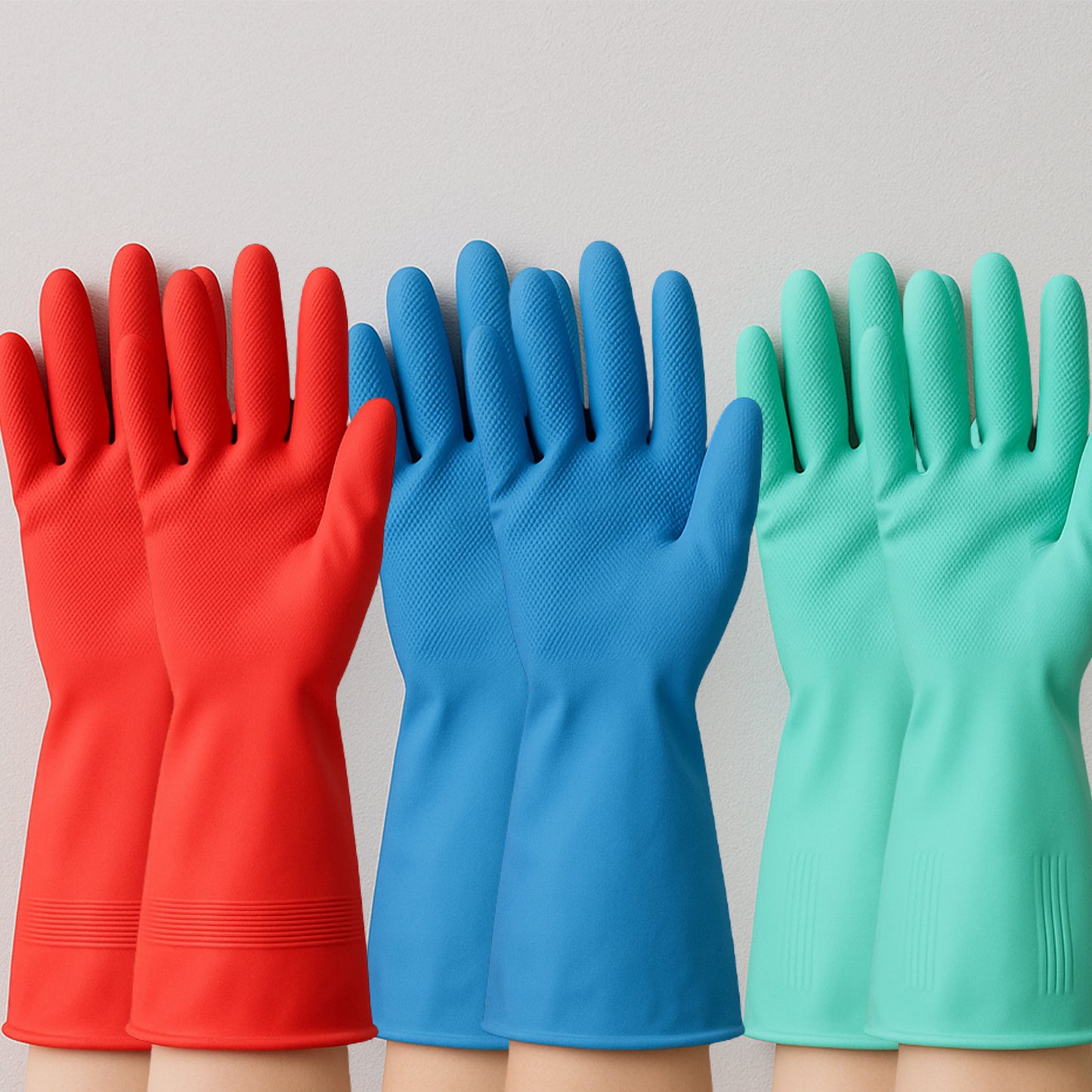Long Cuff Multipurpose Rubber Cleaning Gloves (1 Pair Mix Color)