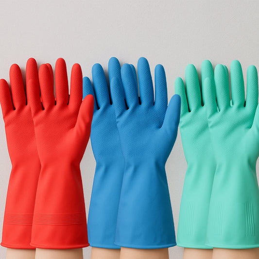 Long Cuff Multipurpose Rubber Cleaning Gloves (1 Pair Mix Color)