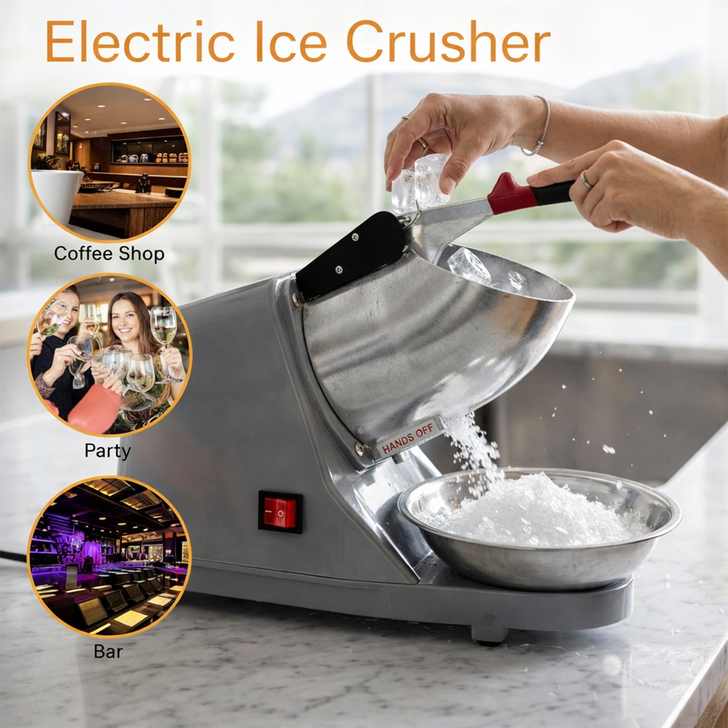 Electric Ice Crushing Machine With Stainless Steel Bowl 1 Set