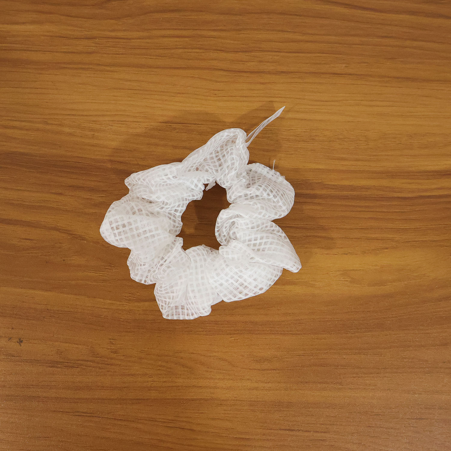 Elegant White Mesh Fabric Hair Scrunchie (1 Pc)