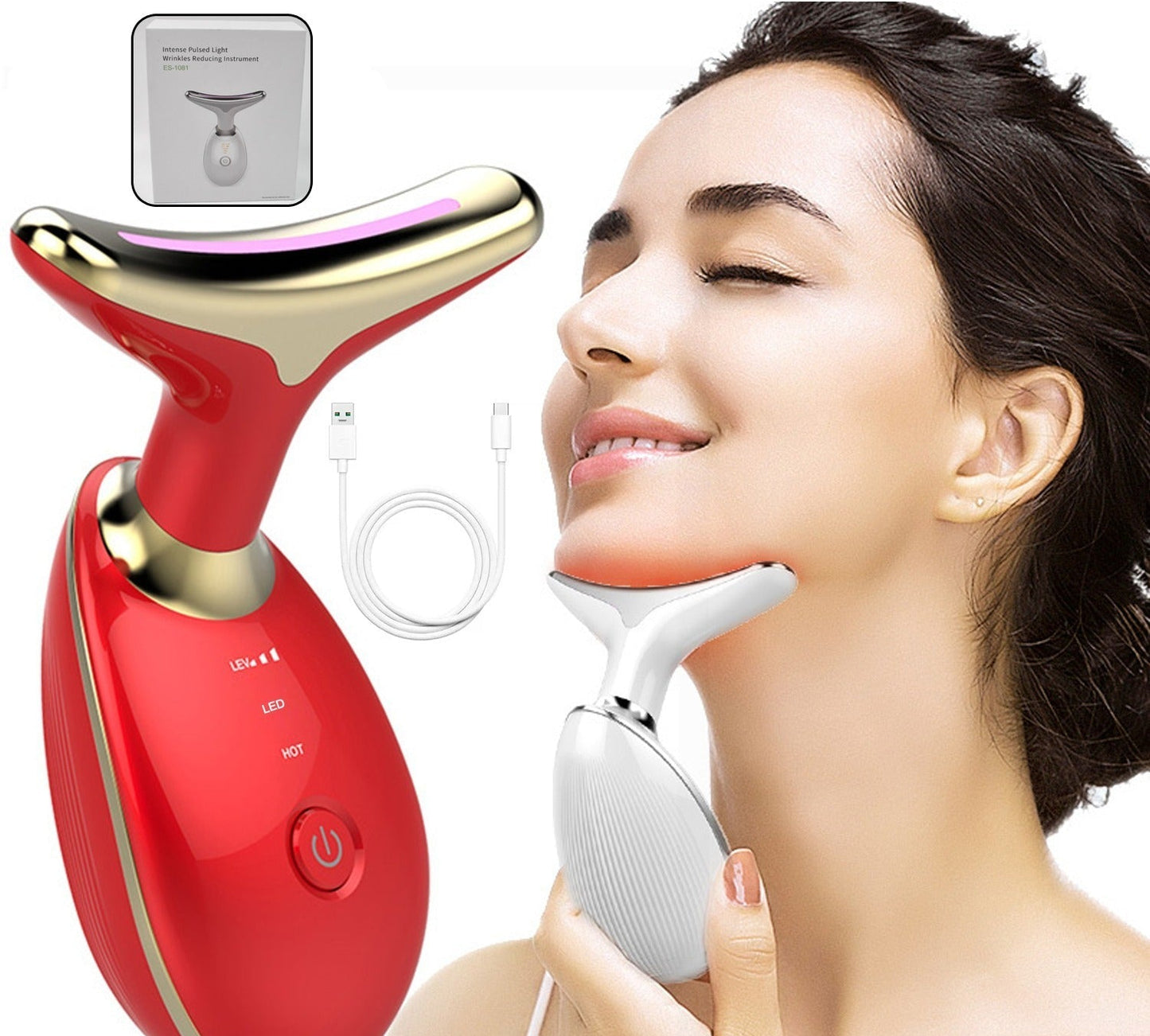 Electric Face Massager Wrinkle Remover Led Photon Face Beauty Device (1 Pc  Plastic)