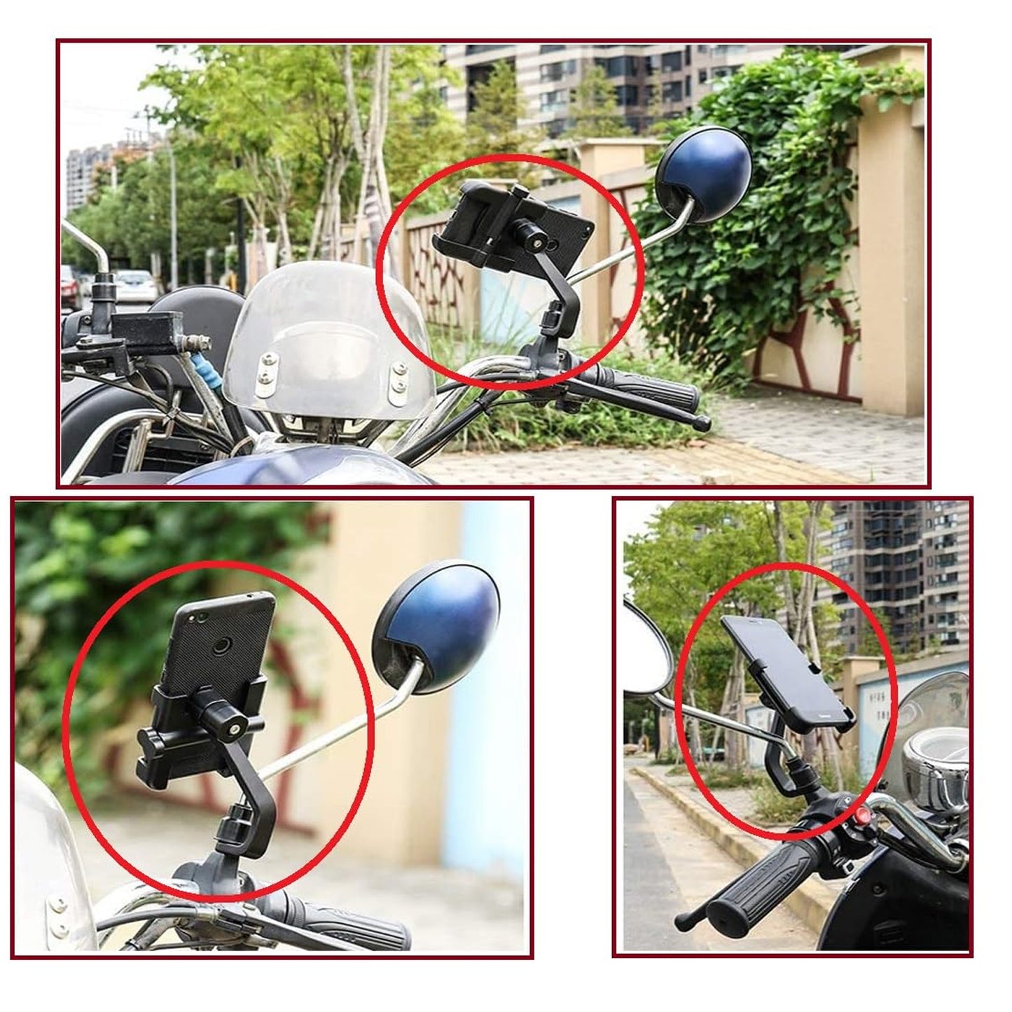 Full Metal Body Bike  Scooty 360 Degree Rotating Mobile Holder Stand For Bicycle Motorcycle Scooty For Maps And Gps Navigation Fits All Smartphones (1 Pc)