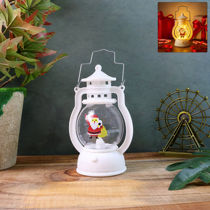 Mini Led Decorative Lantern With Santa Figurine  Handle (1 Pc)