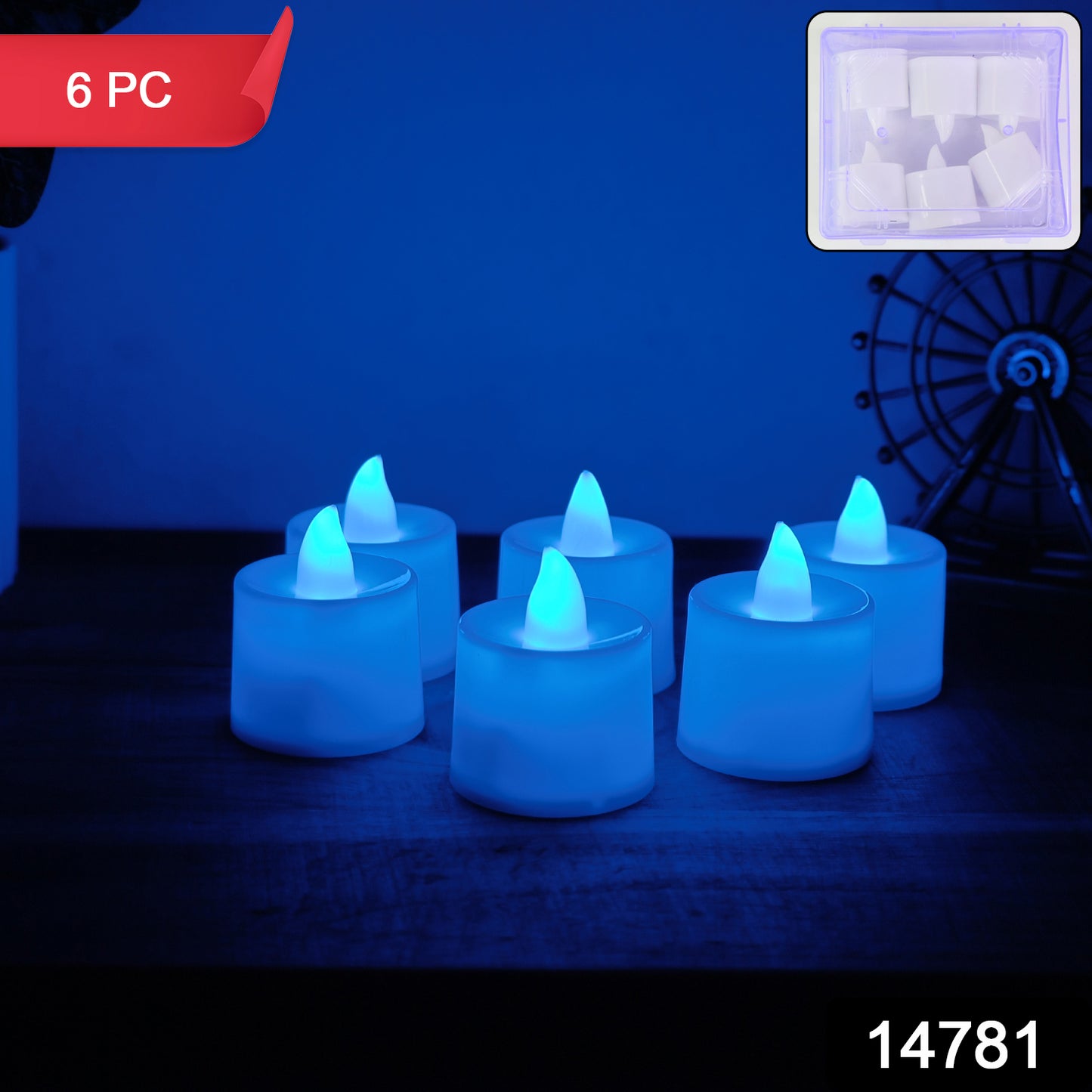 Blue Led Tea Light Candles (6 Pc)