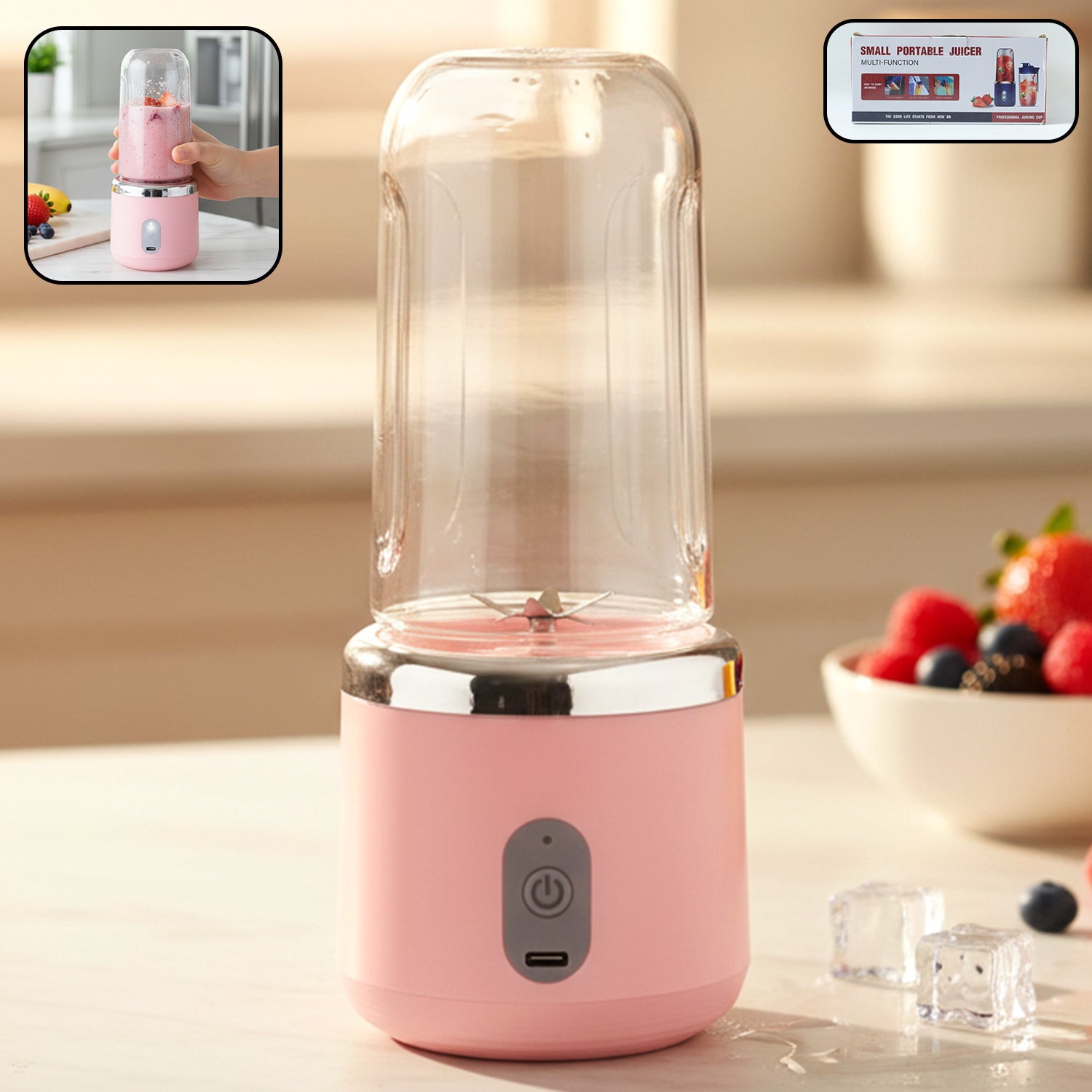 Portable Usb Rechargeable Electric Mini Juicer Blender (1 Set 400ml Capacity)