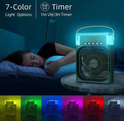 Portable Personal Air Cooler Fan with 7 Color LED Light – USB Mini AC for Home & Office