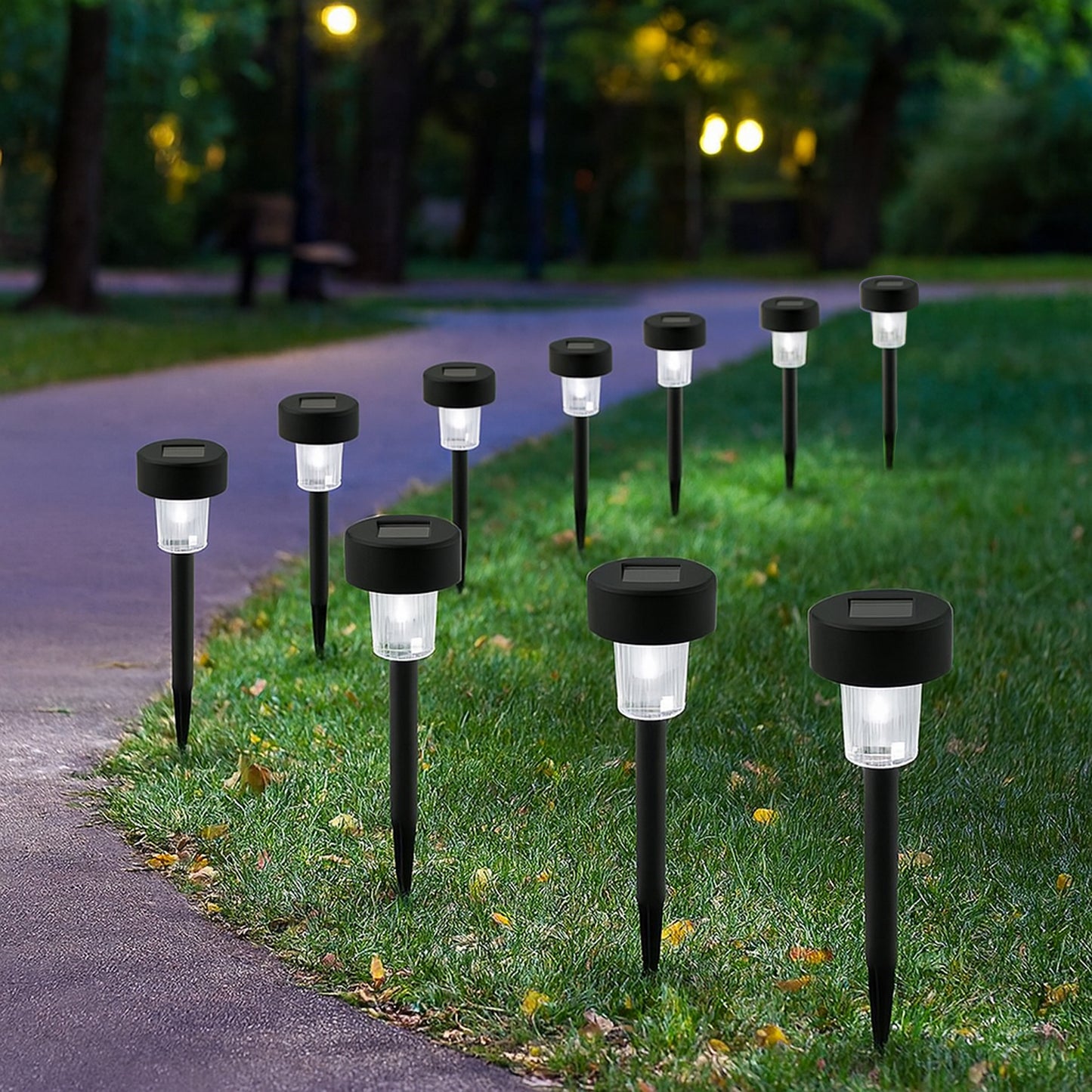 Solar Powered Garden Pathway Lights (10 Pc  Set)