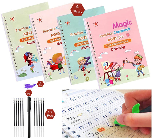 8075 4 Pc Magic Copybook Widely Used By Kids Childrens And Even Adults Also To Write Down Important Things Over It While Emergencies Etc.