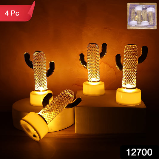 Decorative Cactus Shaped Flameless Led Candles (4 Pc)
