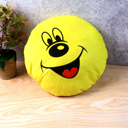 Cute Round Smiley Face Soft Pillow Cushion (30 X 30 Cm  1 Pc)