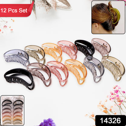 Plastic Hair Clamp Grip Simple Matte Hair Barrette Clamp (12 Pc)