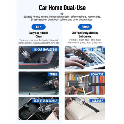Vacuum Cleaner Dust Collection  2 In 1 Car Vacuum Cleaner 120w High-power Handheld Wireless Vacuum Cleaner Home Car Dual-use Portable Usb Rechargeable