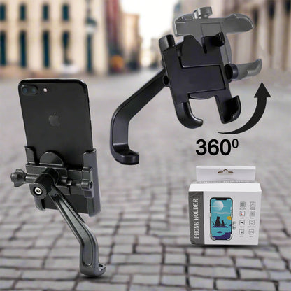 Full Metal Body Bike  Scooty 360 Degree Rotating Mobile Holder Stand For Bicycle Motorcycle Scooty For Maps And Gps Navigation Fits All Smartphones (1 Pc)