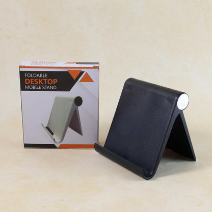 Plastic Foldable Desktop Mobile Stand (1 Pc  Black)