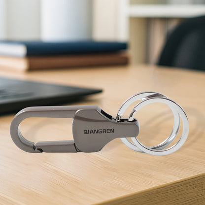 Premium Metal Keychain Carabiner Clip Hook With Dual Key Rings (1 Pc)