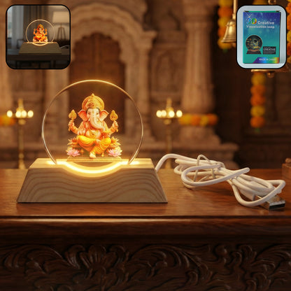 Premium 3d Lord Ganesha Acrylic Led Night Lamp (1 Pc)