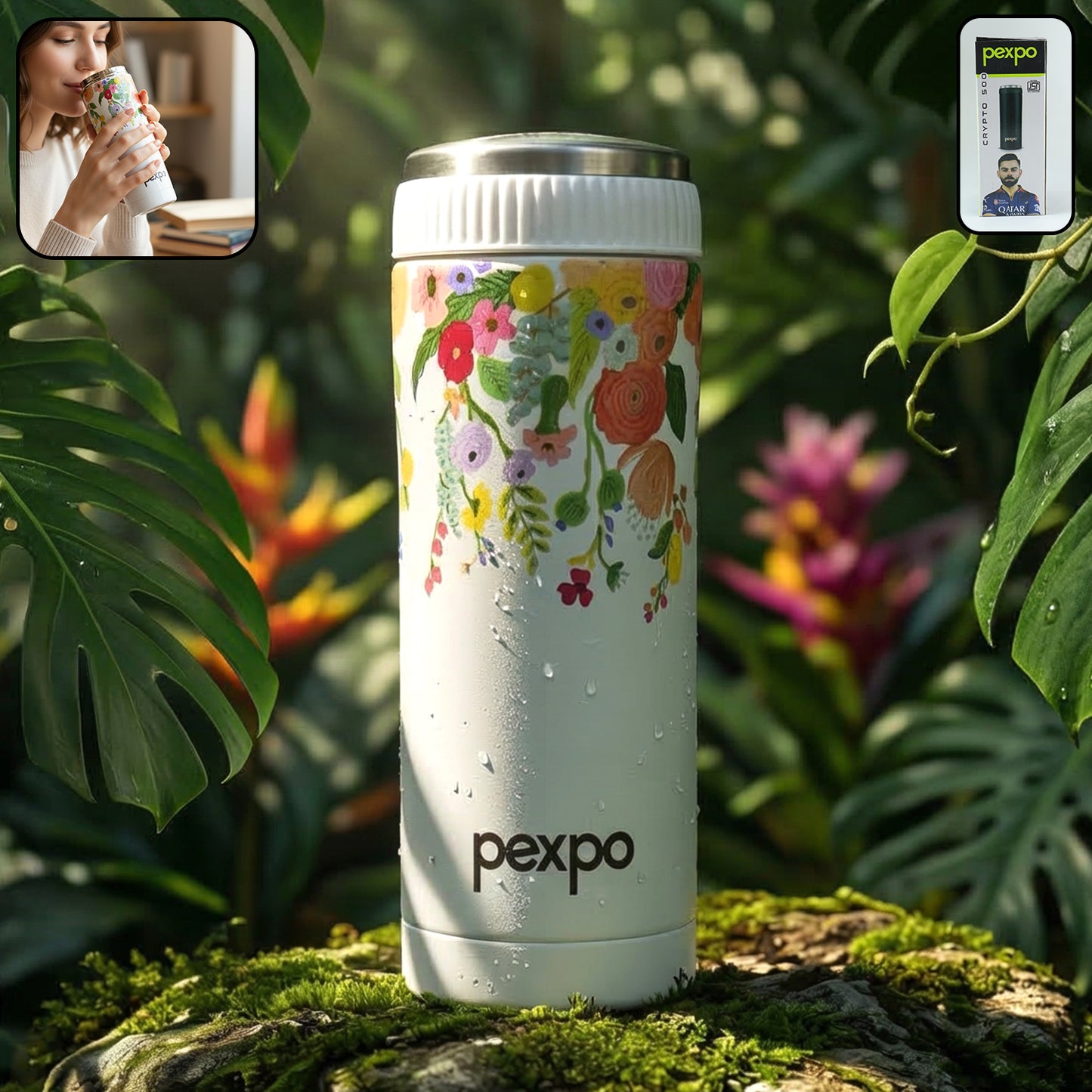 Pexpo Crypto Art Hot  Cold Vacuum Insulated Stainless Steel Water Bottle 500 Ml