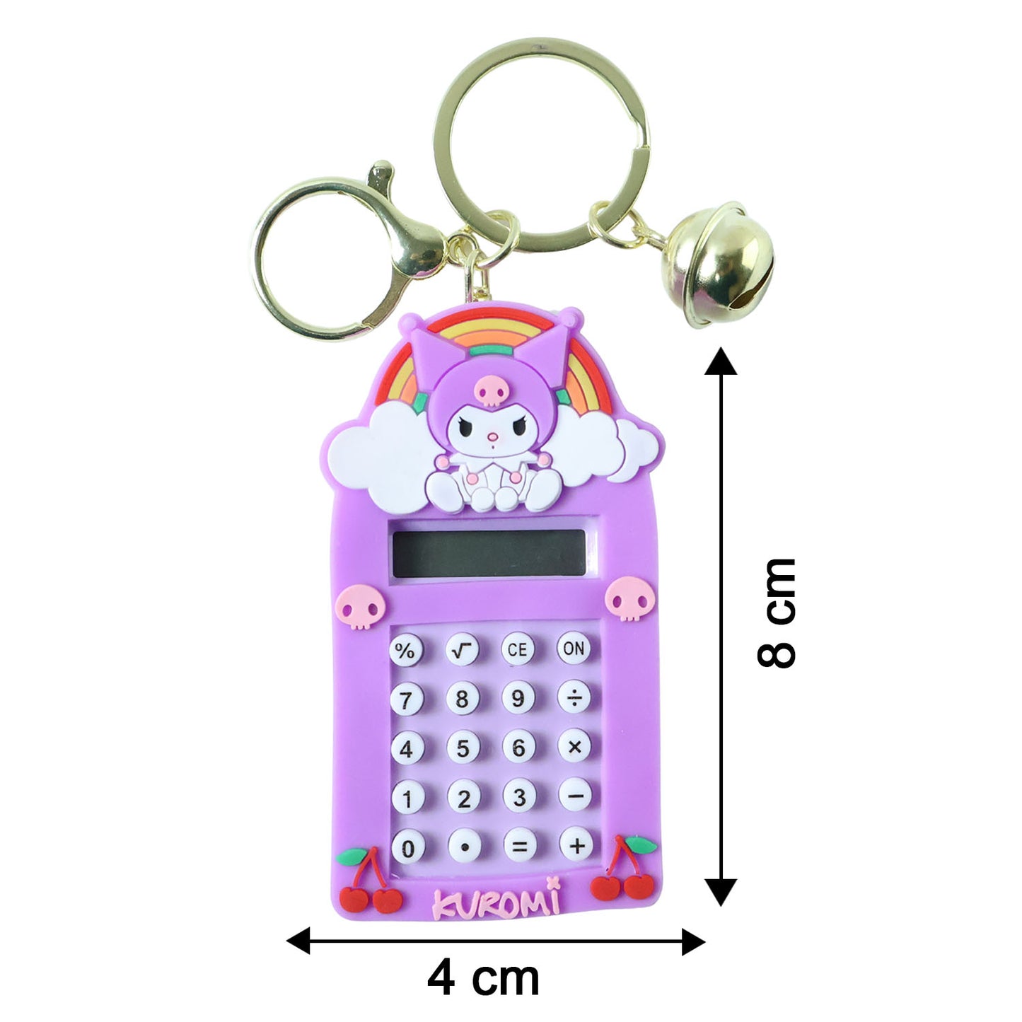 Cute Cartoon Kuromi Calculator Keychain With Mini Digital Display (1 Pc)