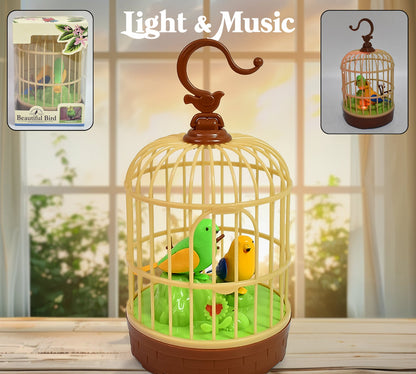 Sound Activated Chirping Bird In Hanging Cage Beautiful Pinjra Bird Toy (1 Pc  Battery Not Operated)