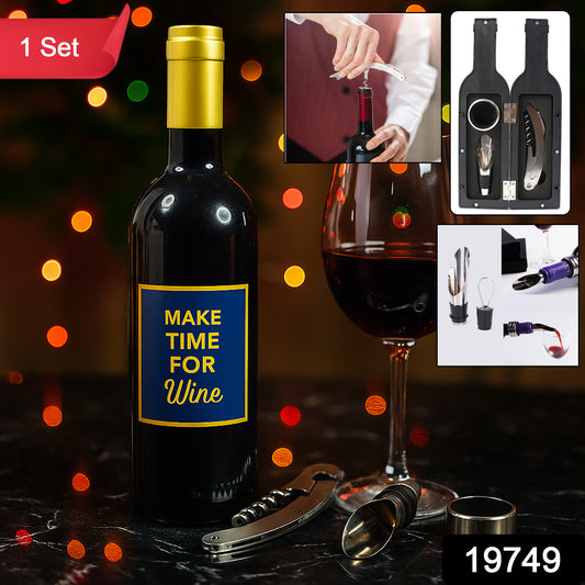 Premium Wine Bottle Shape Bar Accessory Gift Set