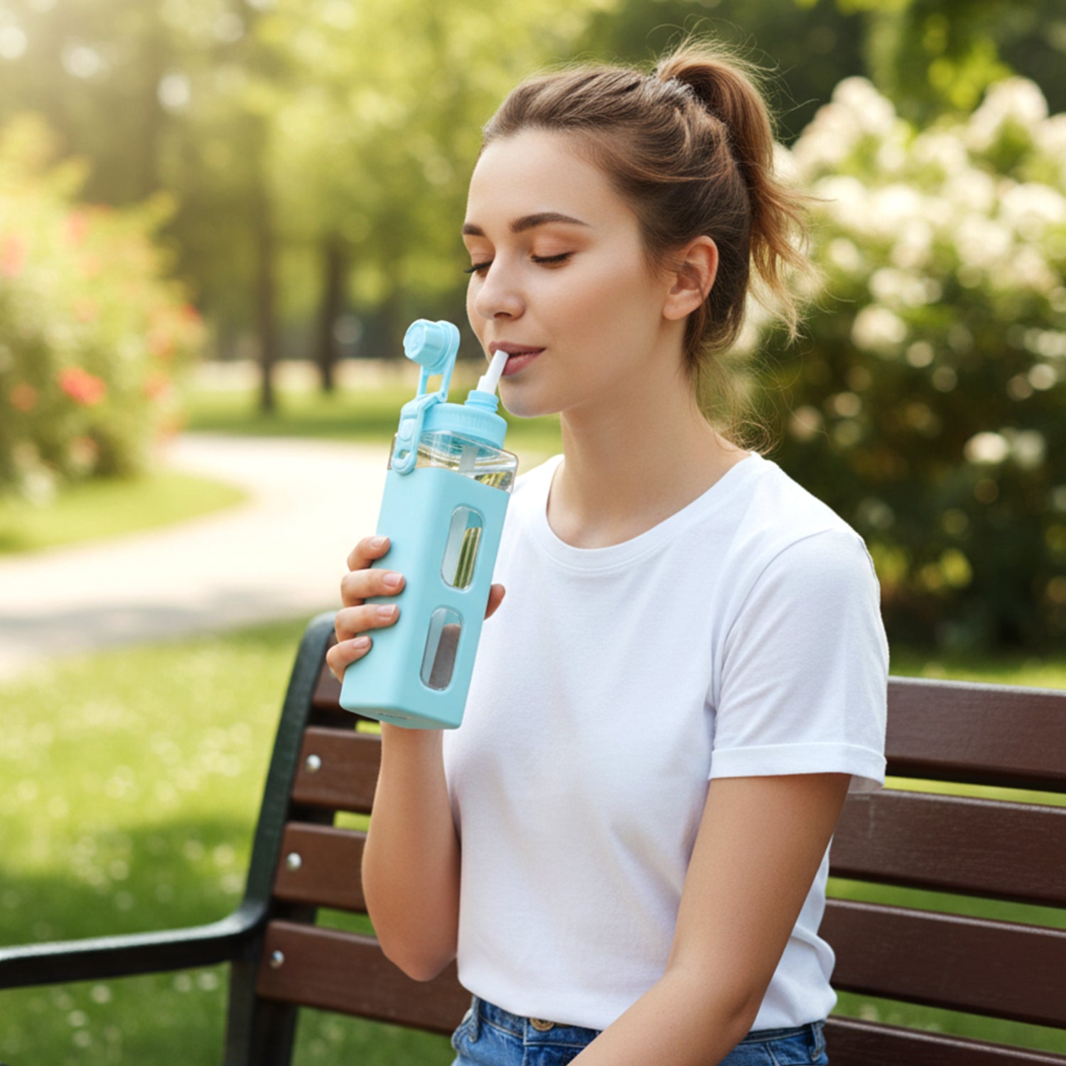 Premium 900 Ml Leak Proof Plastic Water Bottle