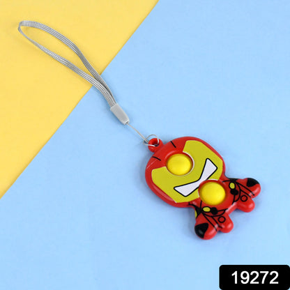 Creative Cartoon Superhero Style Mini Push Pop Bubble Keychain (1 Pc)