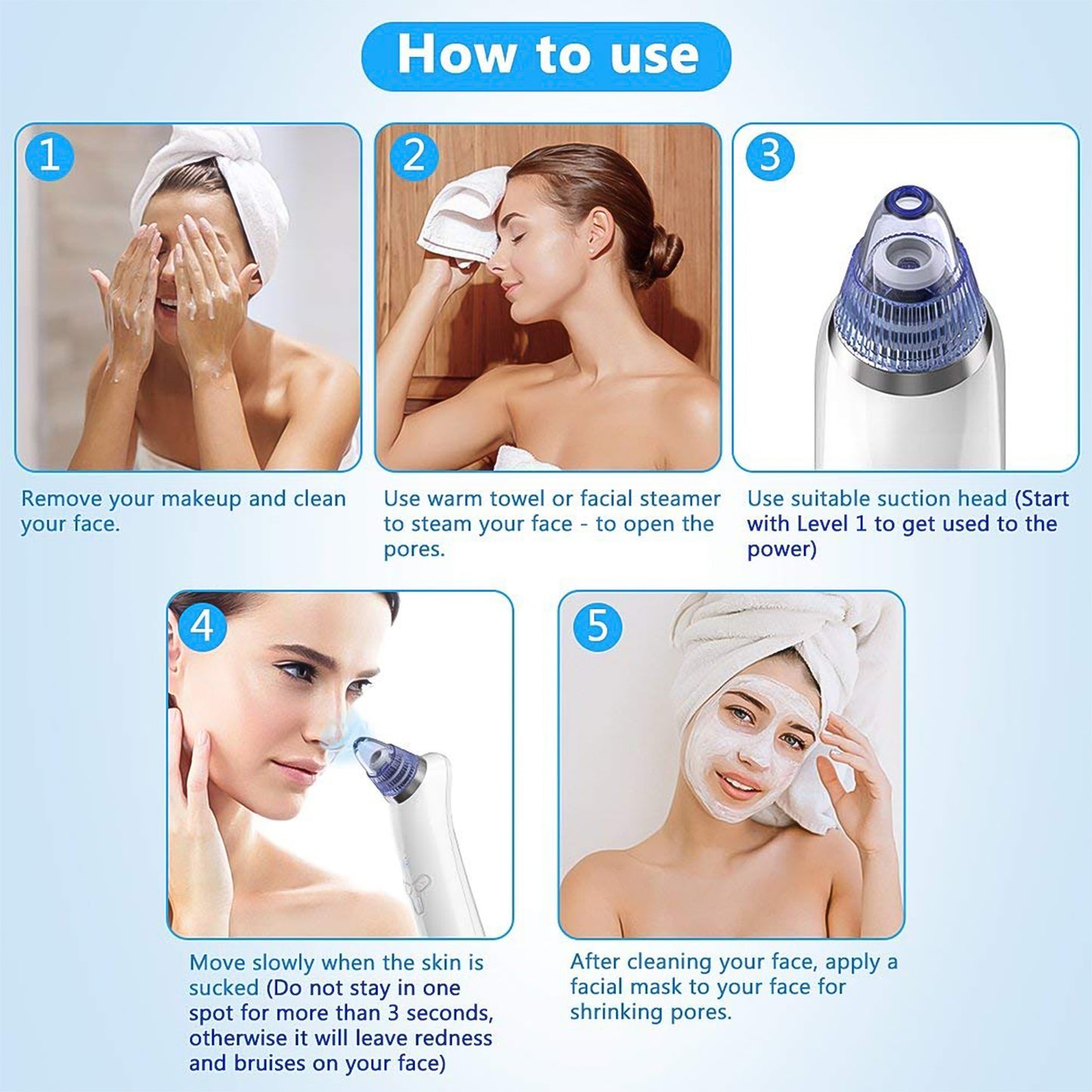 Vacuum Suction Tool With 4 Suction Head For Men And Women (Multi-color  1 Set) (Usb  Adapter Included)