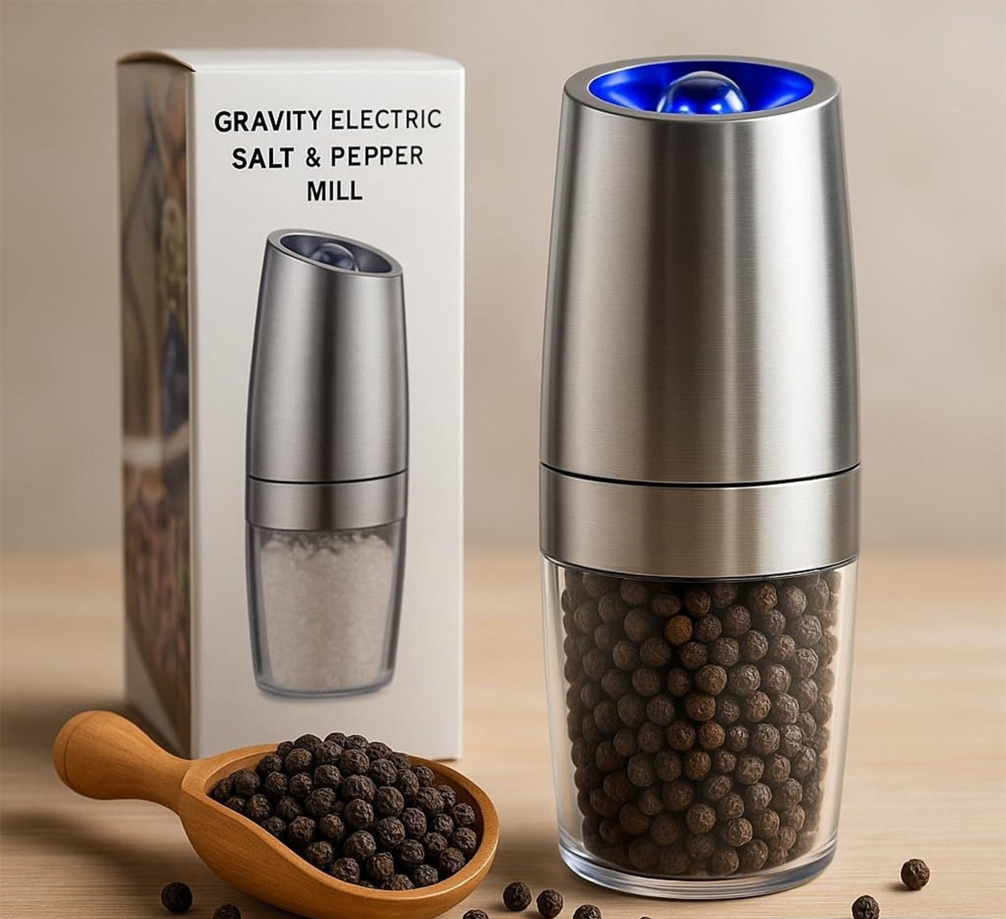 Automatic Gravity Electric Salt And Pepper Grinder Mill (1 Pc)