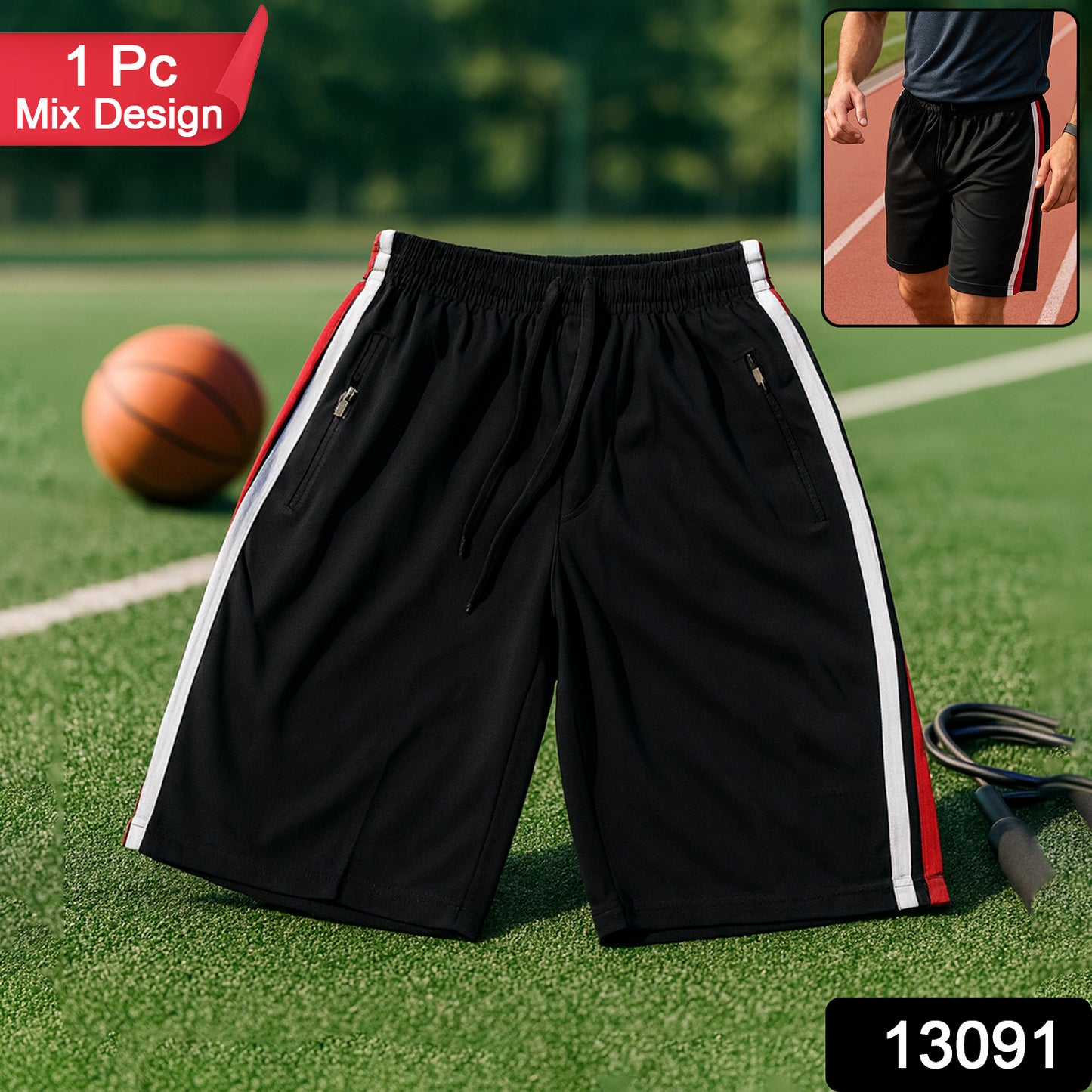Training Shorts With Elastic Waist  Drawcord - (1 Pc)