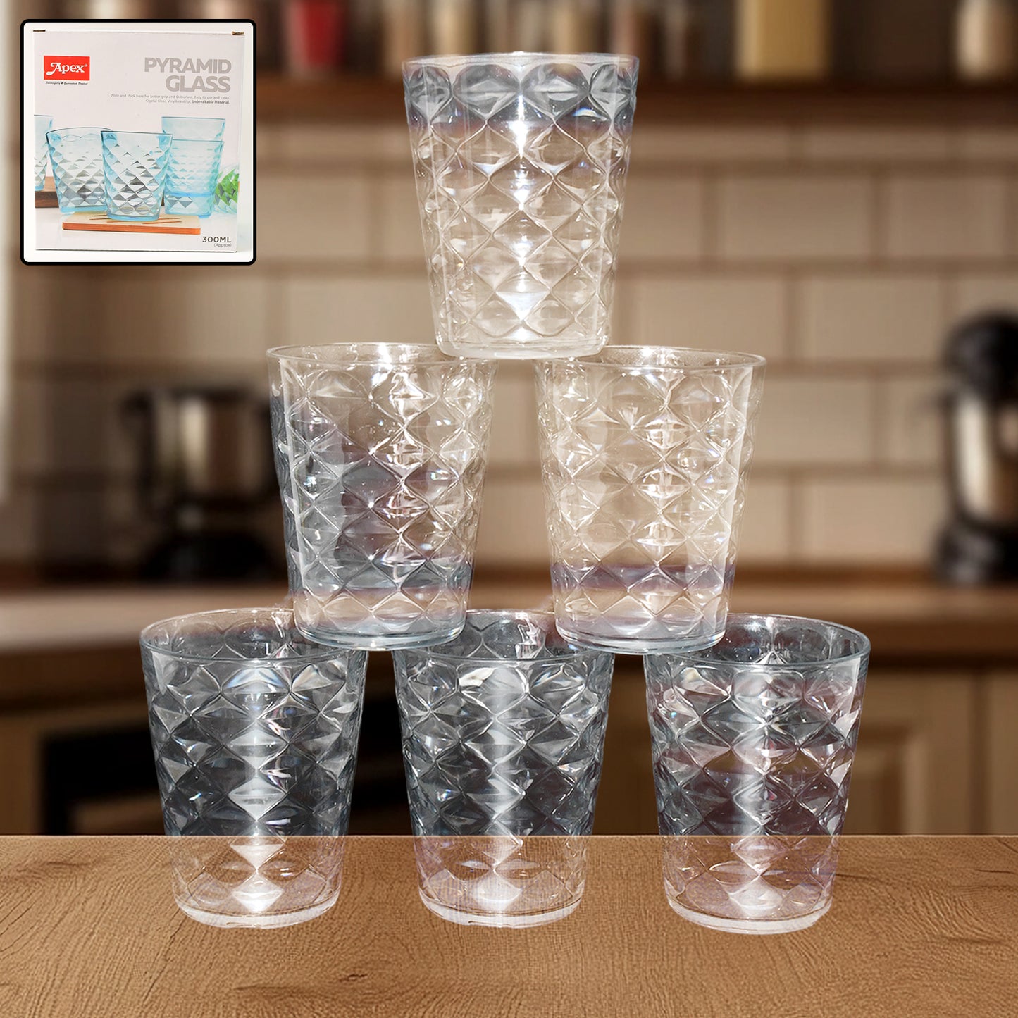 Apex Pyramid Ringo Plastic Glass  300ml Approx  Durable Crystal-clear Tumbler