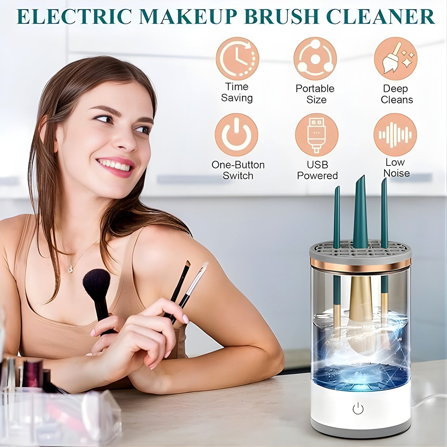 Electric Makeup Brush Cleaner And Dryer  Automatic Usb Rechargeable Brush Washing Machine
