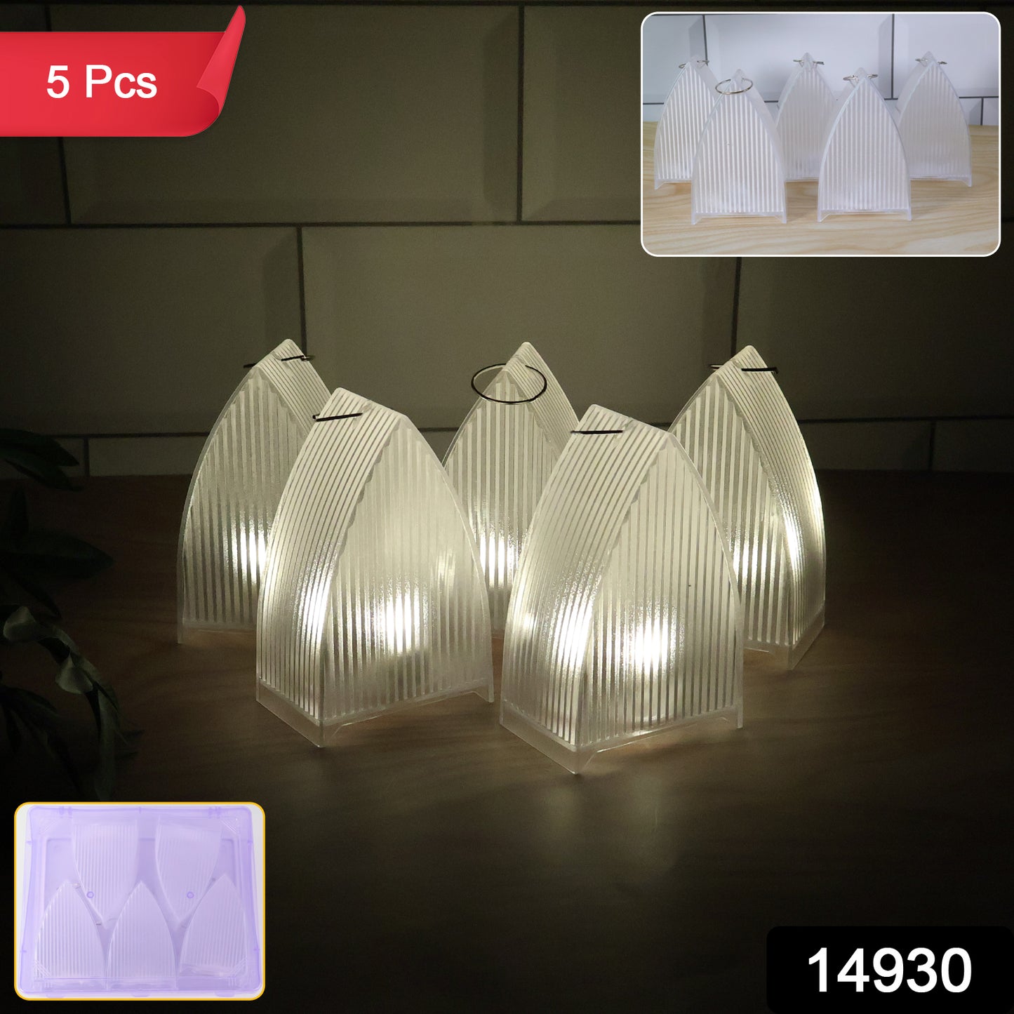 Led Flameless Decorative Lantern Lights - (5 Pc  Set)