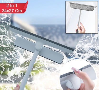 2-in-1 Window Glass Cleaning Wiper With Microfiber Pad