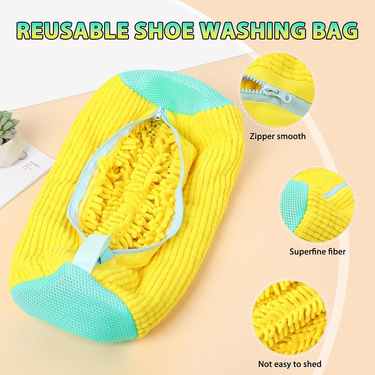 Shoe Cleaning Mop Cover With Microfiber Chenille Lining  Zipper (1 Pc)