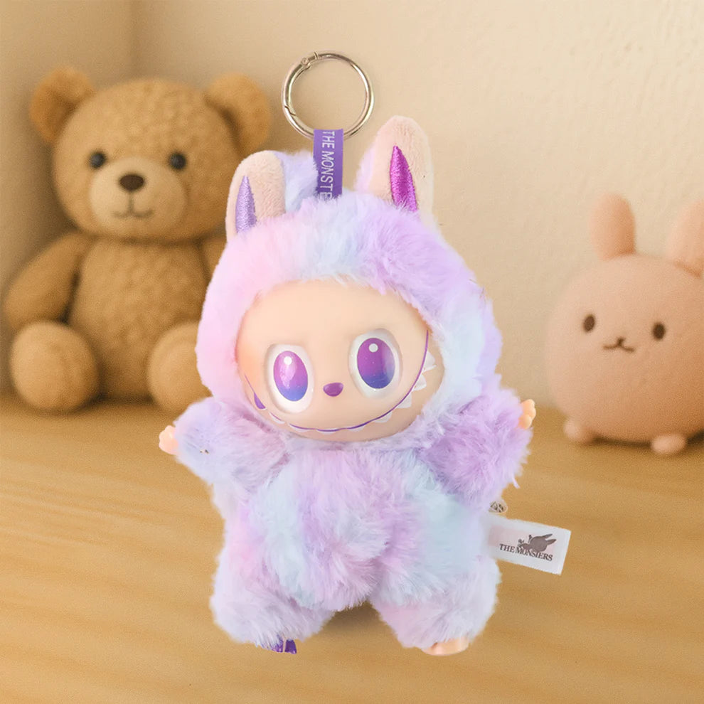 Labubu Toy Cartoon Keychain with Hook Colorful Light, Random Design, Single Box