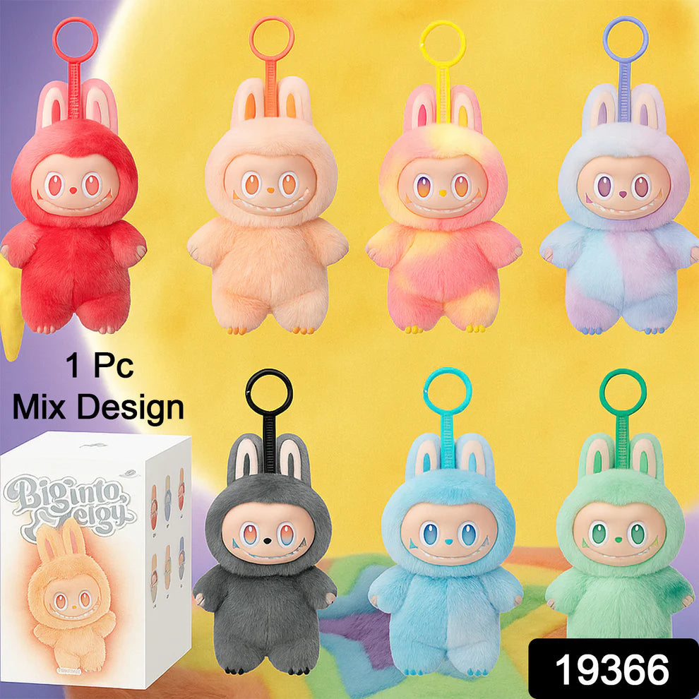 Labubu Toy Cartoon Keychain with Hook Colorful Light, Random Design, Single Box