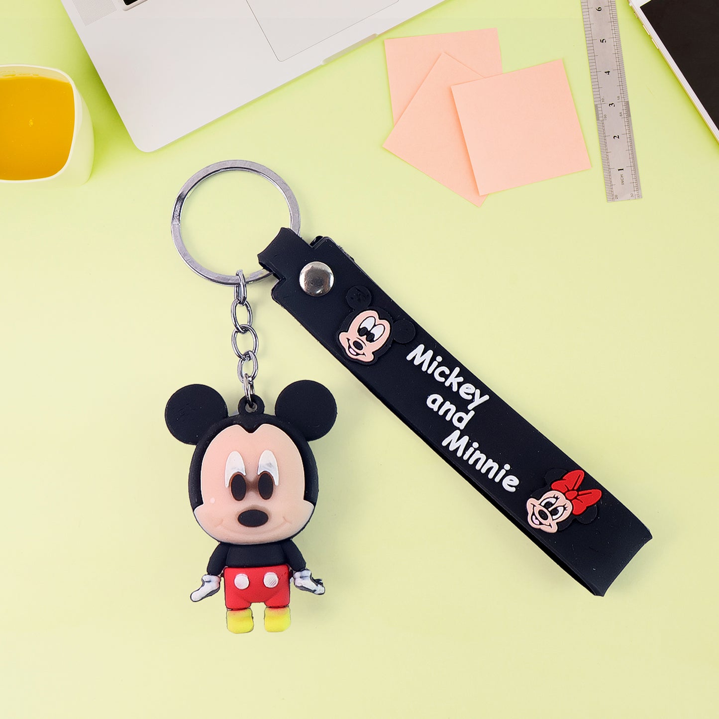 Cute Cartoon Silicone 3d Key Chain With Metal Hook  Strap (Pack Of 1)