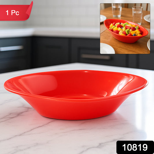 Plastic Marin Serving Bowl  Elegant Oval Deep Bowl (1 Pc  Red)