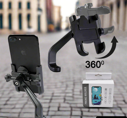 Full Metal Body Bike  Scooty 360 Degree Rotating Mobile Holder Stand For Bicycle Motorcycle Scooty For Maps And Gps Navigation Fits All Smartphones (1 Pc)