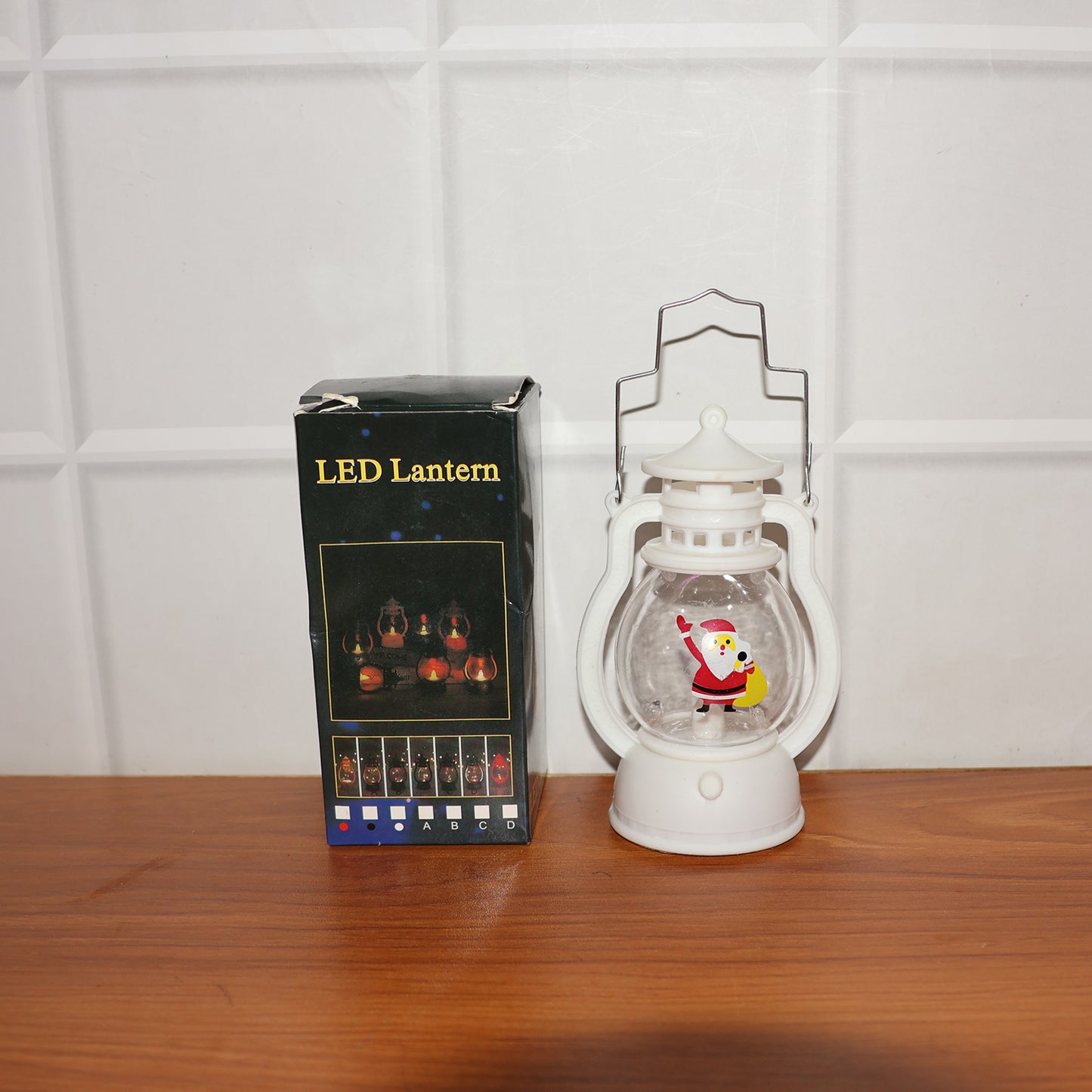 Mini Led Decorative Lantern With Santa Figurine  Handle (1 Pc)