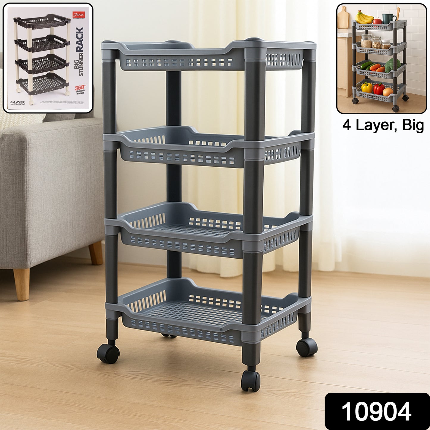 Apex 4-layer Big Multipurpose Plastic Storage Rack