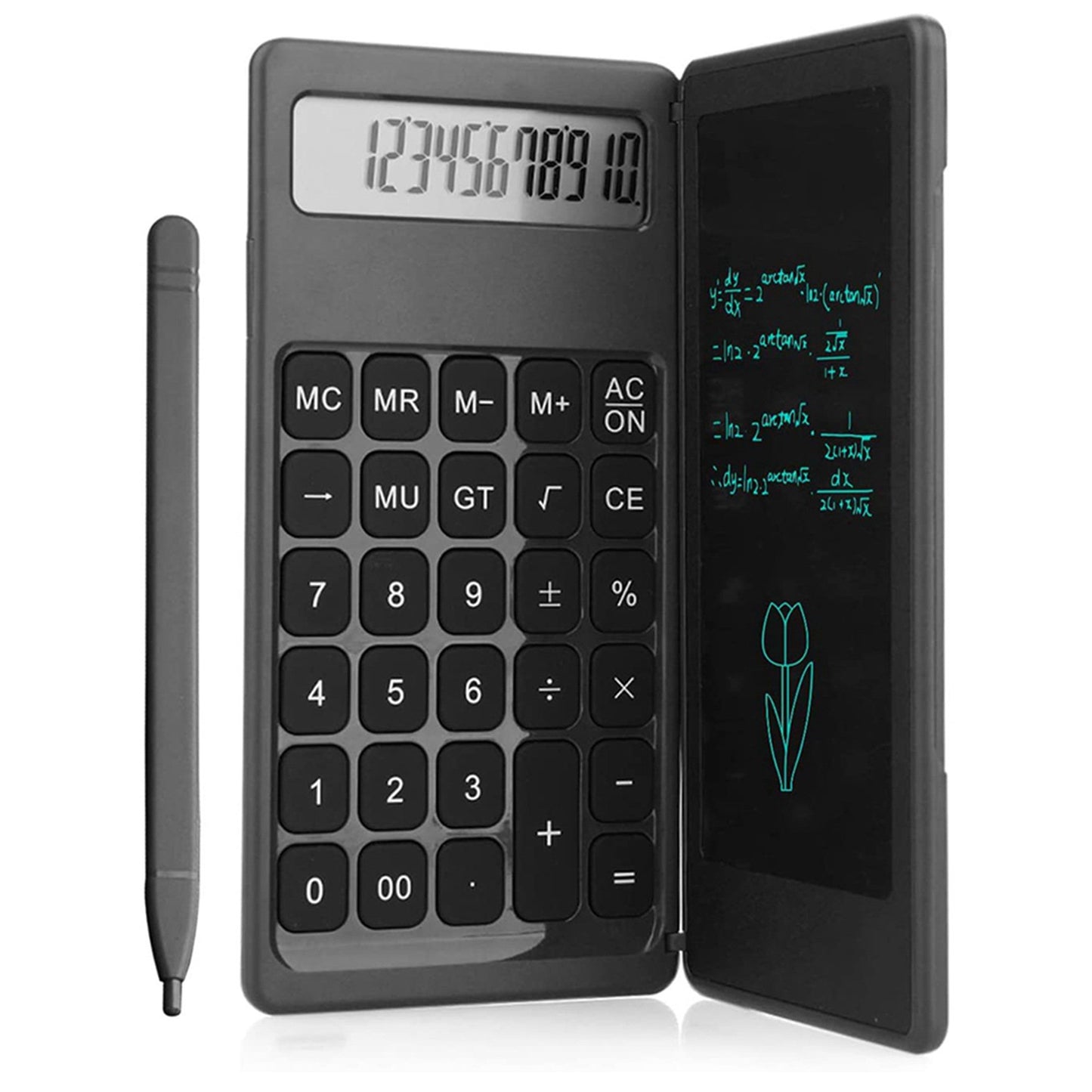 6739 Foldable Calculator With 6 Inch Lcd Tablet Digital Drawing Pad Stylus Pen Erase Button Lock Function Smart Calculator