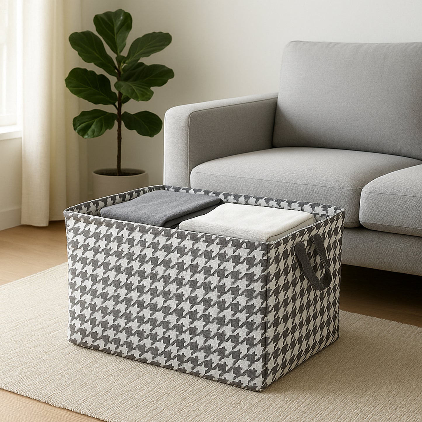 Foldable Fabric Storage Box With Handles (47  28 Cm)