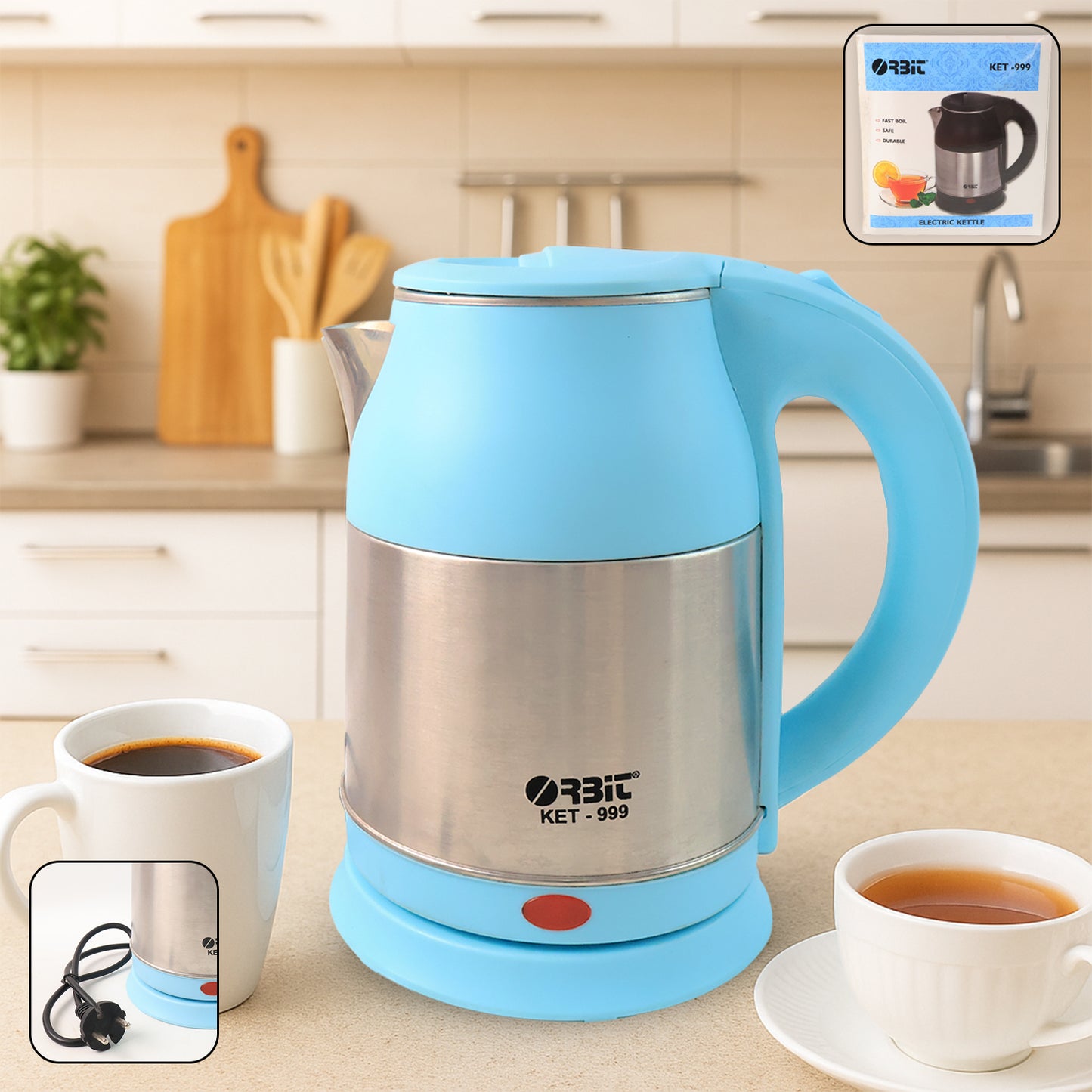 Orbit Electric Kettle With Stainless Steel Body (1 Pc  2 Ltr)