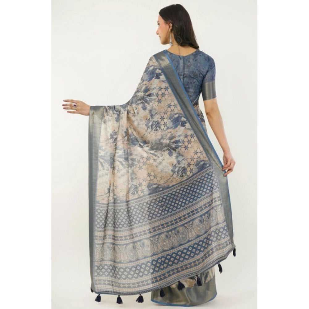 Women's Polyester Printed Saree With Unstitched Blouse 5.5 Mtr (Multicolor)