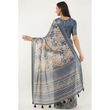 Women's Polyester Printed Saree With Unstitched Blouse 5.5 Mtr (Multicolor)