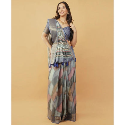 Women's Polyester Printed Saree With Unstitched Blouse 5.5 Mtr (Multicolor)